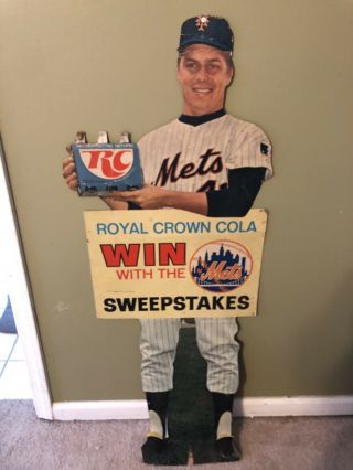 Vintage Tom Seaver Rc Cola Cardboard Display 4 Ft Tall 1960’s