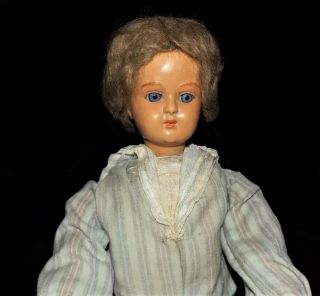 Vtg German Schutz - Marke Celluloid Head Glass Eyes Wind - Up Tumbling Doll