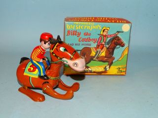 Billy The Cowboy & His Horse Windup Toy Box Mikuni Japan