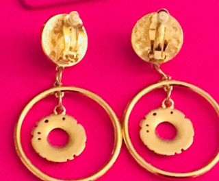 Givenchy Paris Vintage Earrings Jumbo Hoops w Faux Pearl Top 3 