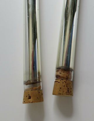 2 Vintage Silvered Mercury Glass Candle Sticks Red Flame Mid Century Christmas 5