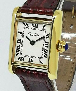 Vintage Cartier Tank 18k Gold Electroplated Handwind 17 Jewels