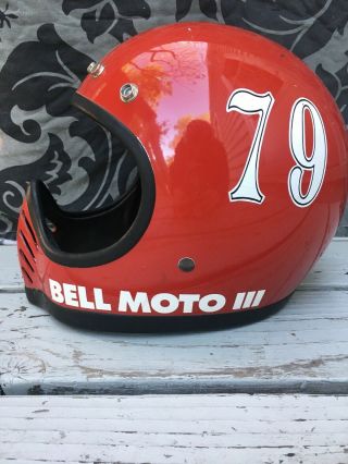 Vtg Bell Moto Iii 3 Red Motorcycle Helmet 1970s Biker Racing Motocross Sz 7 56cm