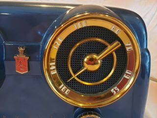 Crosley 11 - 121U Antique Bakelite Tube Radio w Clock 1951 Dashboard Regal Blue 3