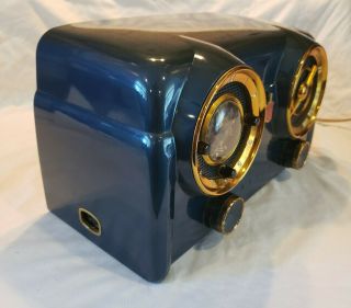 Crosley 11 - 121U Antique Bakelite Tube Radio w Clock 1951 Dashboard Regal Blue 4