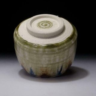 6G1: Vintage Japanese Pottery Tea bowl of Mino ware,  Artistic glaze 7