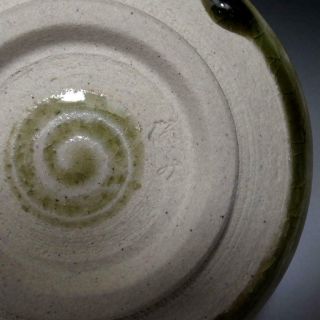 6G1: Vintage Japanese Pottery Tea bowl of Mino ware,  Artistic glaze 8