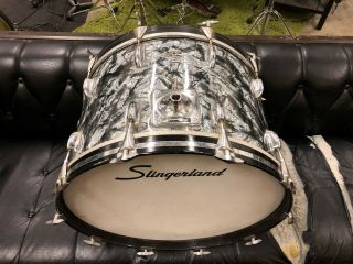 Vintage 1970s Slingerland 14 " X 22 " Black Diamond Pearl Bass Drum Bdp Kick
