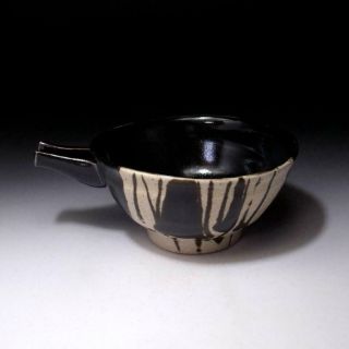 Zn8: Vintage Japanese Pottery Bowl With Spout,  Katakuchi,  Seto Ware