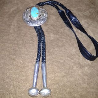 Vintage,  Rare J - I Livingston Navajo/zuni Sterling Bolo Tie Jake Irene Livingston