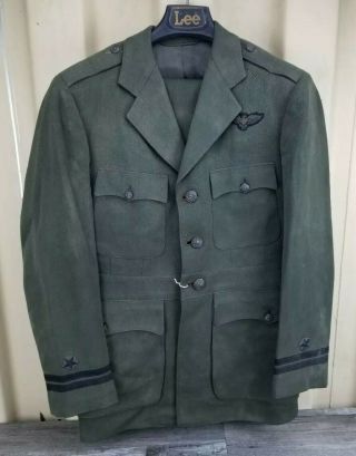 Wwii Us Navy Pilots Aviator Green Dress Jacket & Pants 1943 Dated