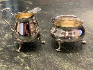 Vintage Sterling By Poole Footed Creamer & Sugar Bowl Set 115 - Ships -