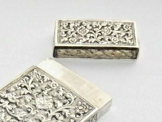 RARE ANTIQUE INDIAN RAJASTHAN SOLID SILVER CARD CASE 105g FLORAL REPOUSSE c1880 4