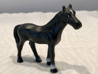 Vintage Heavy Small Cast Iron Black Beauty Horse - 3 " Tall