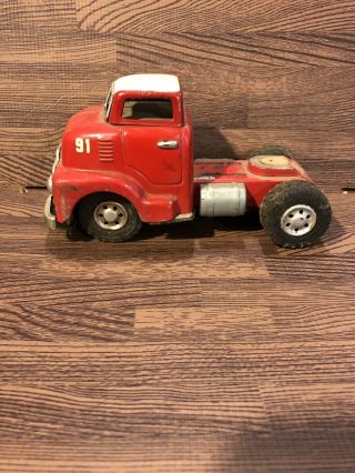 Rare 1950s Sss Tin Friction S.  I.  E.  Gmc Tandem Semi Tractor Trailer - Truck Only.