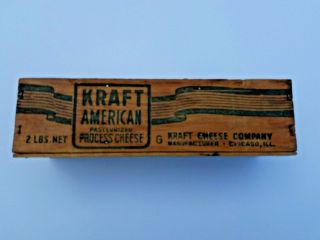 Vintage Kraft Brick American Process Cheese 2 Lbs Wooden Box Crate Graphics