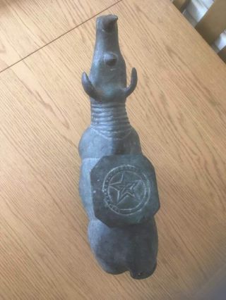 VINTAGE METAL RHINOCEROS PLANT STAND/DOOR STOP/STATUE POSSIBLY INDIAN 6