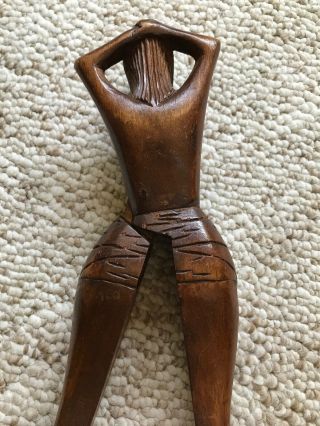 Vintage Wooden Nutcracker Nude Woman Folk Art Tiki Primitive Hand Carved Naked 4