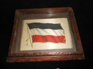 Vintage German Flag Ww2 Silk Framed Black - White - Red Stripes