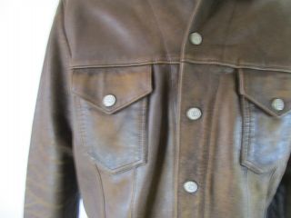 Vintage Polo Ralph Lauren Butter Soft Distressed Leather Trucker Jacket Size L 3