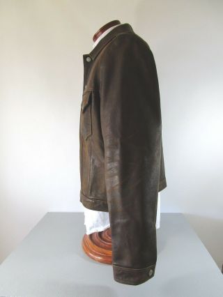 Vintage Polo Ralph Lauren Butter Soft Distressed Leather Trucker Jacket Size L 4