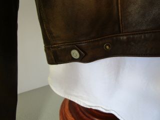 Vintage Polo Ralph Lauren Butter Soft Distressed Leather Trucker Jacket Size L 6