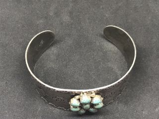 VINTAGE NAVAJO STERLING SILVER TURQUOISE THUNDERBIRD CUFF BRACELET SIGNED BELL 5