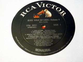 ELVIS ' GOLD RECORDS VOLUME 4 MONAURAL RCA LPM - 3921 IN SHRINK - RARE LP 10