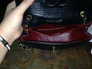 AUTHENTIC Chanel Vintage Lambskin Mini Flap Bag BLACK 8