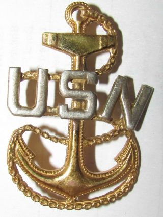 Amcraft Sterling Ww2 Chief Petty Officer Hat Badge United States Navy