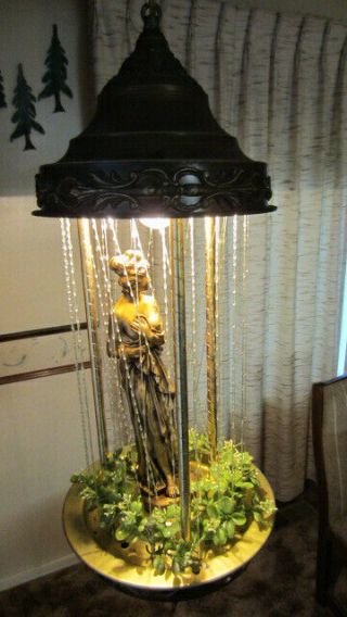 Vintage Partial Nude Greek Goddess Rain Swag Lamp / Running Oil Lamp,  32 In.