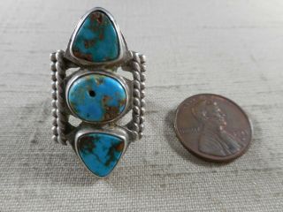 Fred Harvey Era Turquoise Pueblo Ring With Drilled Hole In One Stone