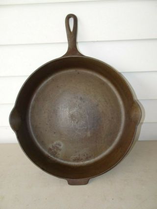 Griswold 12 Vintage Cast Iron Fry Pan Skillet,  719,  Slant,  " Erie ",  Heat Ring