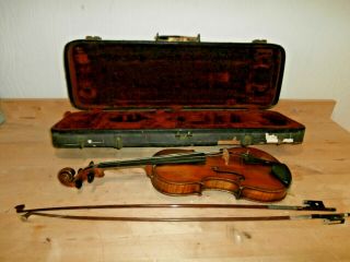 Antique Giovan Paolo Maggini Brescia 16 Violin W/orig Case & 2 Bows