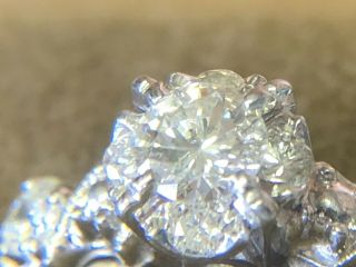 Vintage 14k White Gold Diamond Engagement Ring Wedding Band Set 7