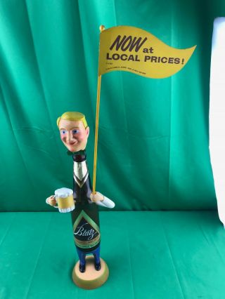 Vintage Blatz Beer Bottle Man Egg Roller Back Bar Statue Tall Rare