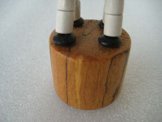 Vintage Wooden Jointed White Cat Push Button Spring Finger Puppet Toy 4