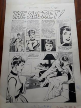 Art Sorority Secrets 1 1954 Golden Age Romance Splash Page Rare