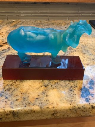 Rare Daum Hippopotamus Tone Pate De Verre Glass Crystal Paperweight Figurine