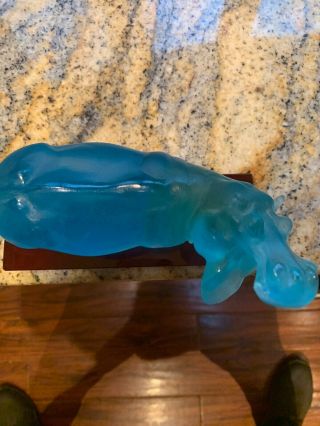 Rare Daum Hippopotamus tone Pate de Verre Glass Crystal Paperweight Figurine 6