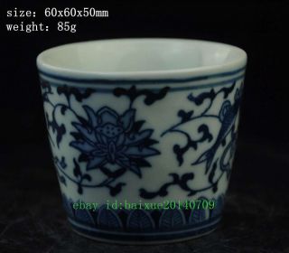 Chinese Antique Hand Engraving Porcelain Blue And White Fish Cup