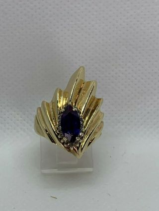 Vintage Ladies 14k Color Change Sapphire & Diamond Ring Wear Not Scrap