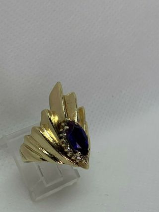 Vintage Ladies 14k Color Change Sapphire & Diamond Ring Wear Not Scrap 3