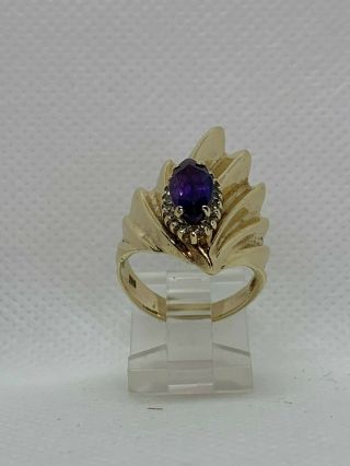 Vintage Ladies 14k Color Change Sapphire & Diamond Ring Wear Not Scrap 4