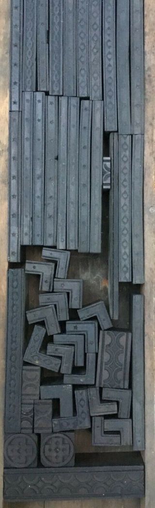 Vintage 4 Fonts Wood Letterpress Print Type Block Letters Numbers Border