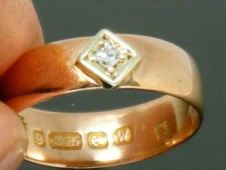 9ct Gold 9k Gold Antique Diamond Hallmarked Wedding Ring Size N