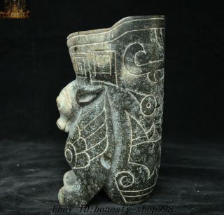 6.  4 " Chinese Hongshan Culture Old Jade Carved Beast Statue Goblet Wineglass Cup