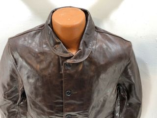 Levi ' s Vintage Clothing Menlo Cossack Leather Jacket Bourbon Brown Einstein - M 2