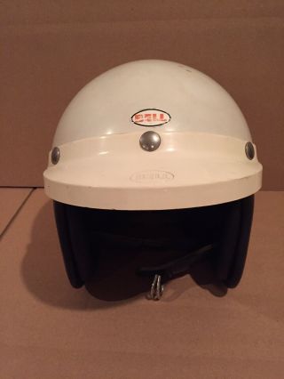 Vintage 1960 ' s Bell - Toptex 500 - TX Helmet 520 Visor Open Face White 500TX 2