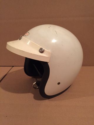 Vintage 1960 ' s Bell - Toptex 500 - TX Helmet 520 Visor Open Face White 500TX 3